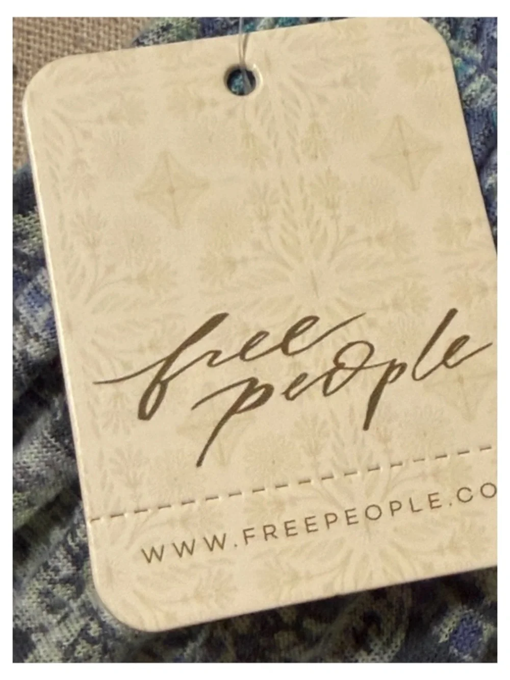 FREE PEOPLE Next Vacation M Top Deep V-Neck Wide Smocked Waist Pretty Blues NWT